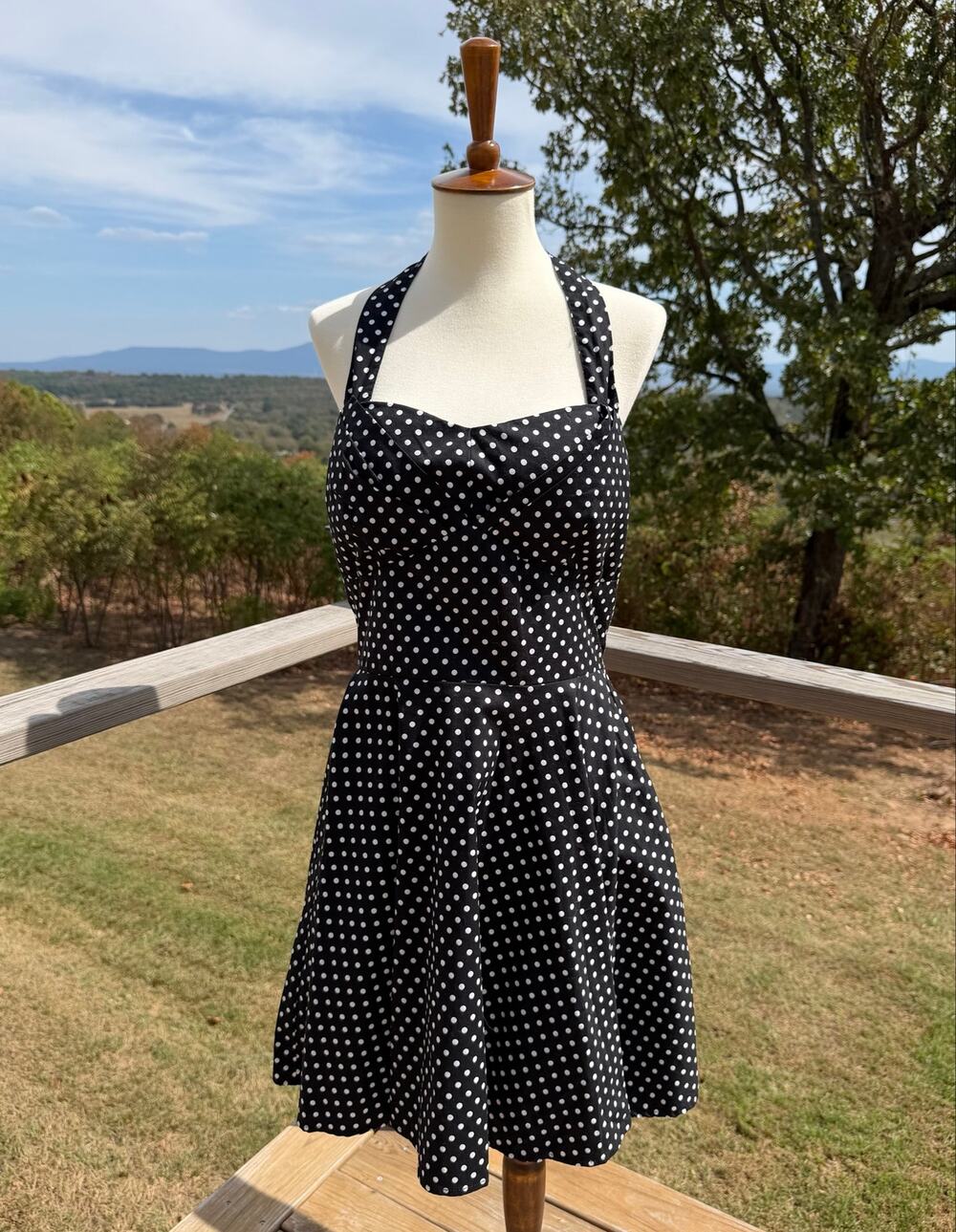 IXIA Vintage Inspired Rockabilly Retro 50s Polka Dot Halter Dress Women’s Size L